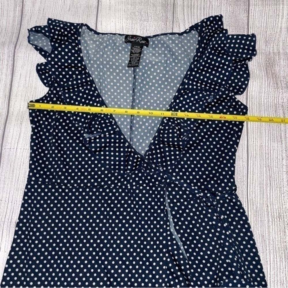 SUSIE ROSE Women’s Polka Dot Wrap Dress Navy & White Size Large (11-13) - Picture 6 of 7